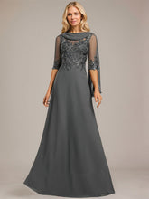 A-line Scoop Floor-Length Lace Chiffon Mother of the Bride Dress With Pleated Sequins